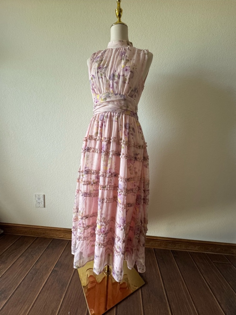 Lulu's Pink Floral Sleeveless Maxi Dress